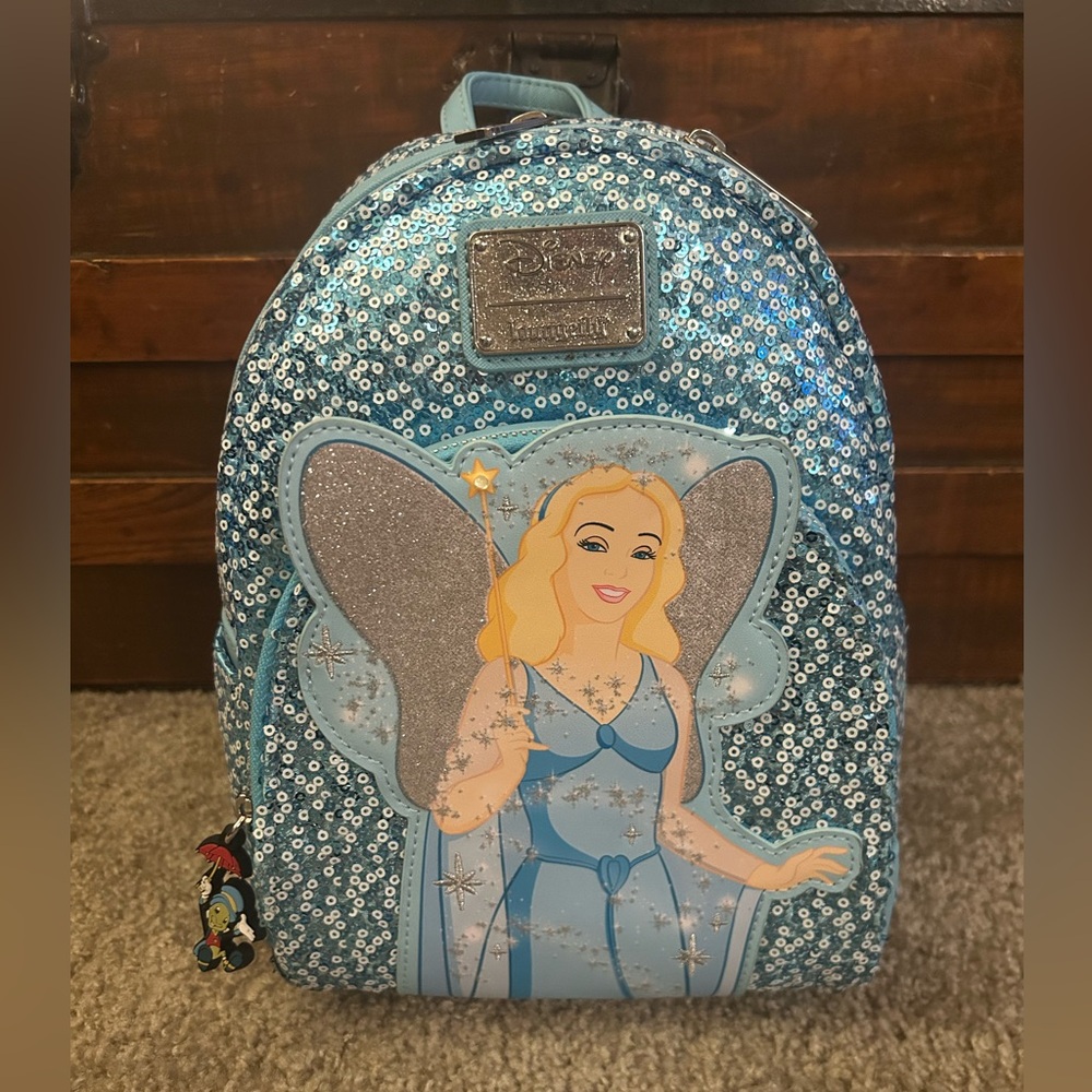 Loungefly Pinocchio's Blue Fairy Sequin Mini Backpack - NWT